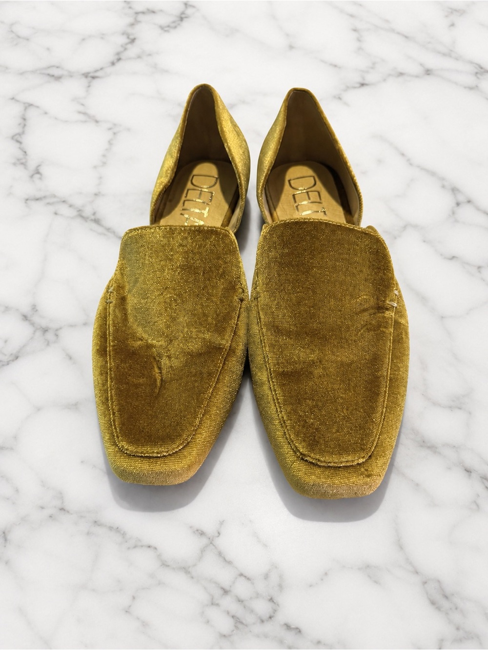Women’s Velvet D’Orsay Loafers in Mustard Gold